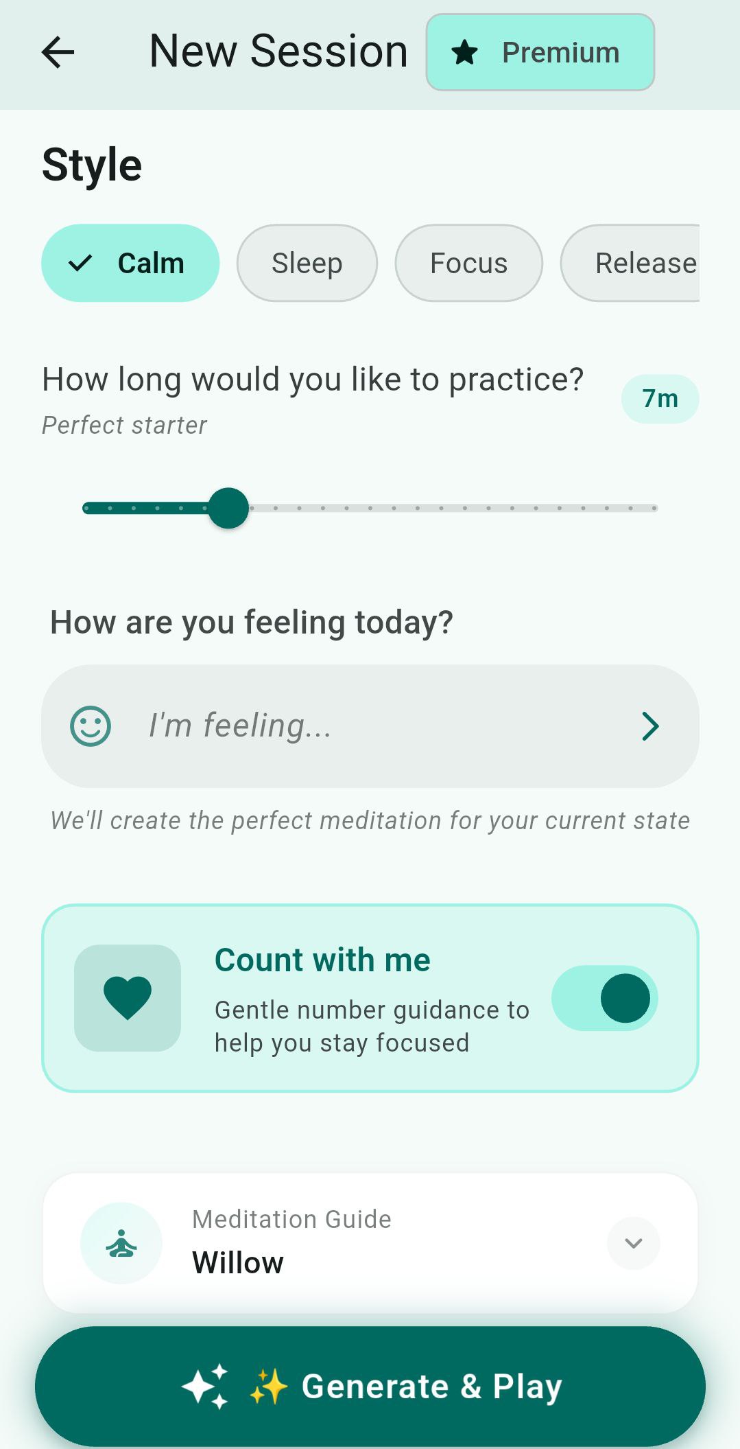 Nivana App - AI Meditation Setup